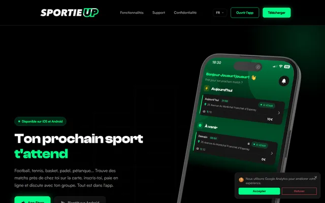 Capture d’écran de SportieUp